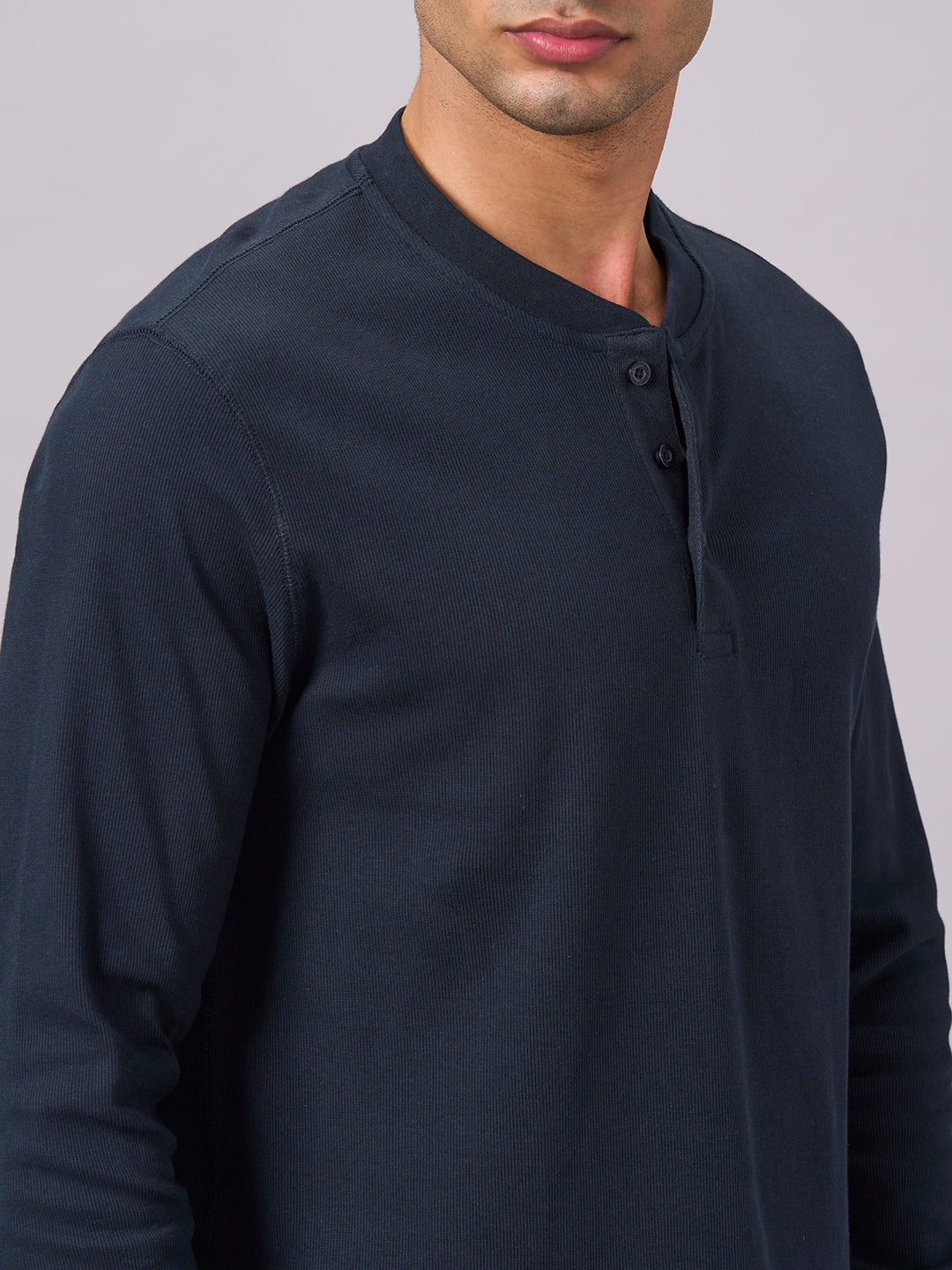 Men's Navy Cotton Elastane Regular Fit Tshirt