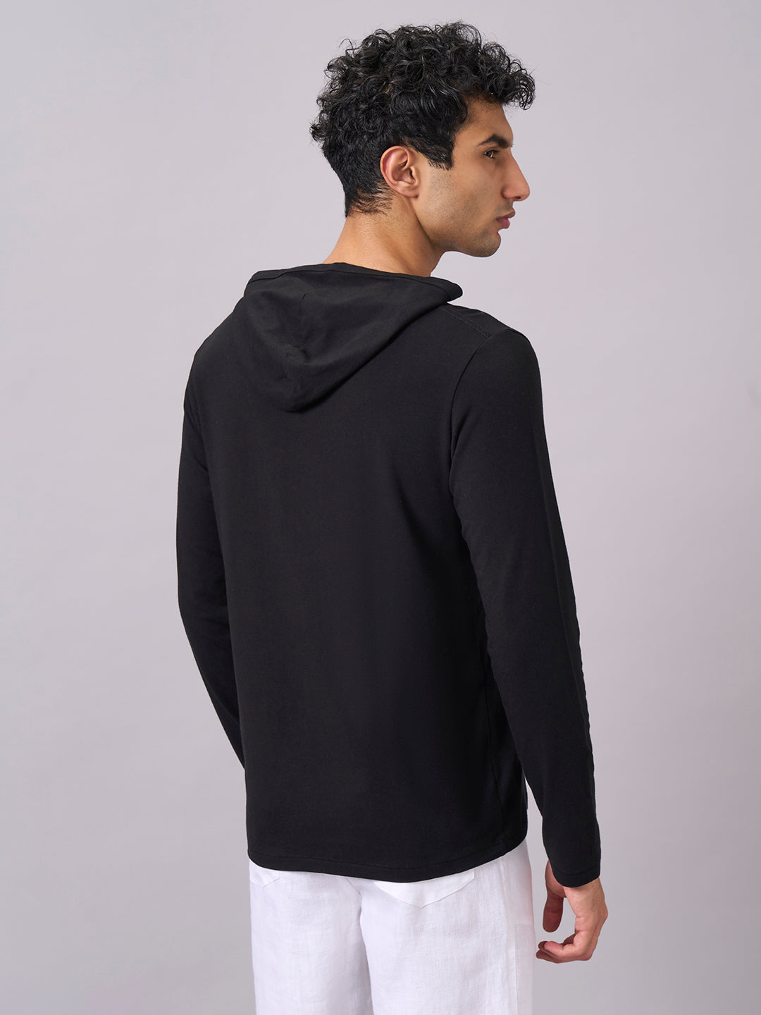Men's Black Cotton Bamboo Elastane Regular Fit Tshirt