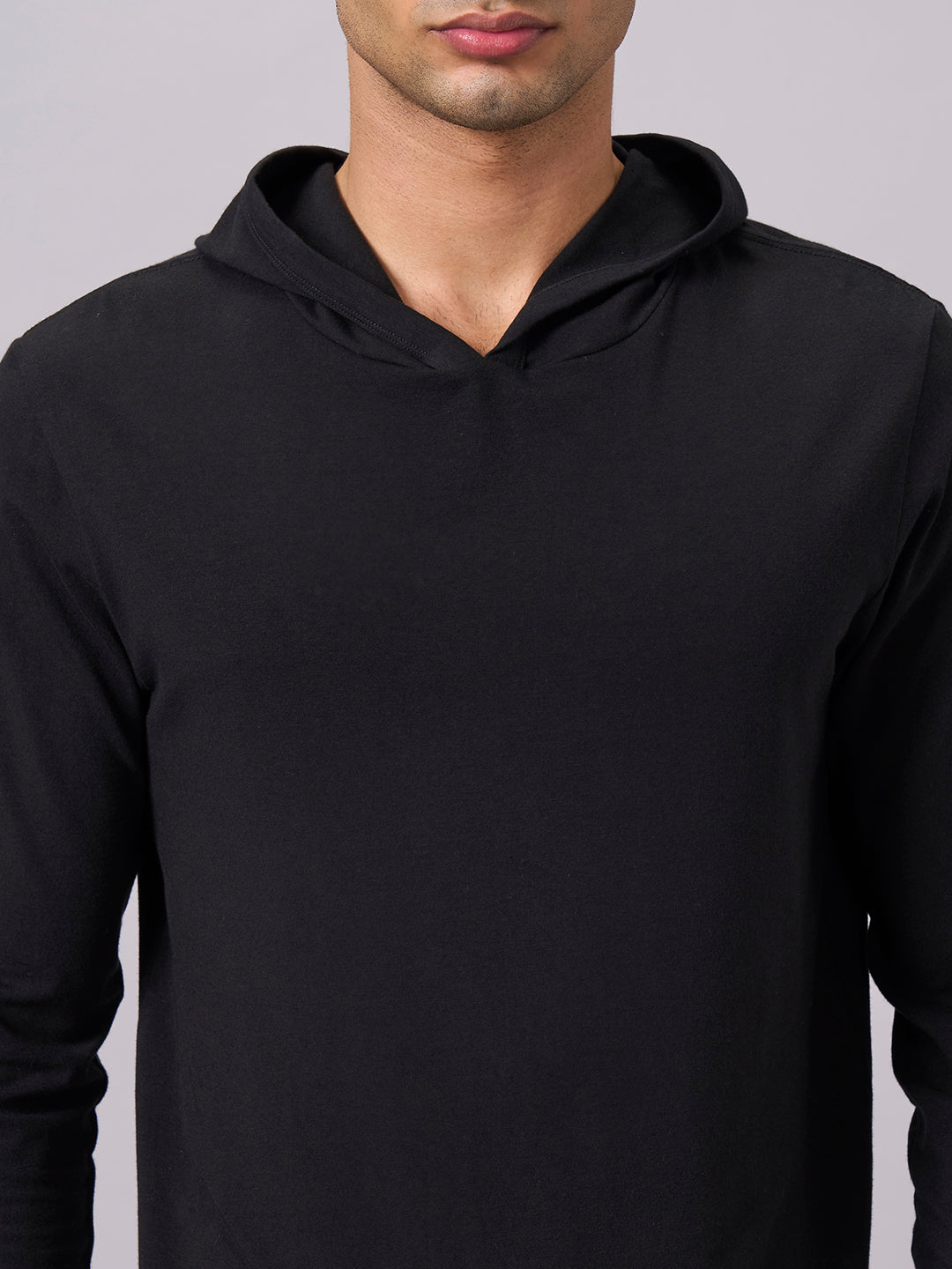Men's Black Cotton Bamboo Elastane Regular Fit Tshirt