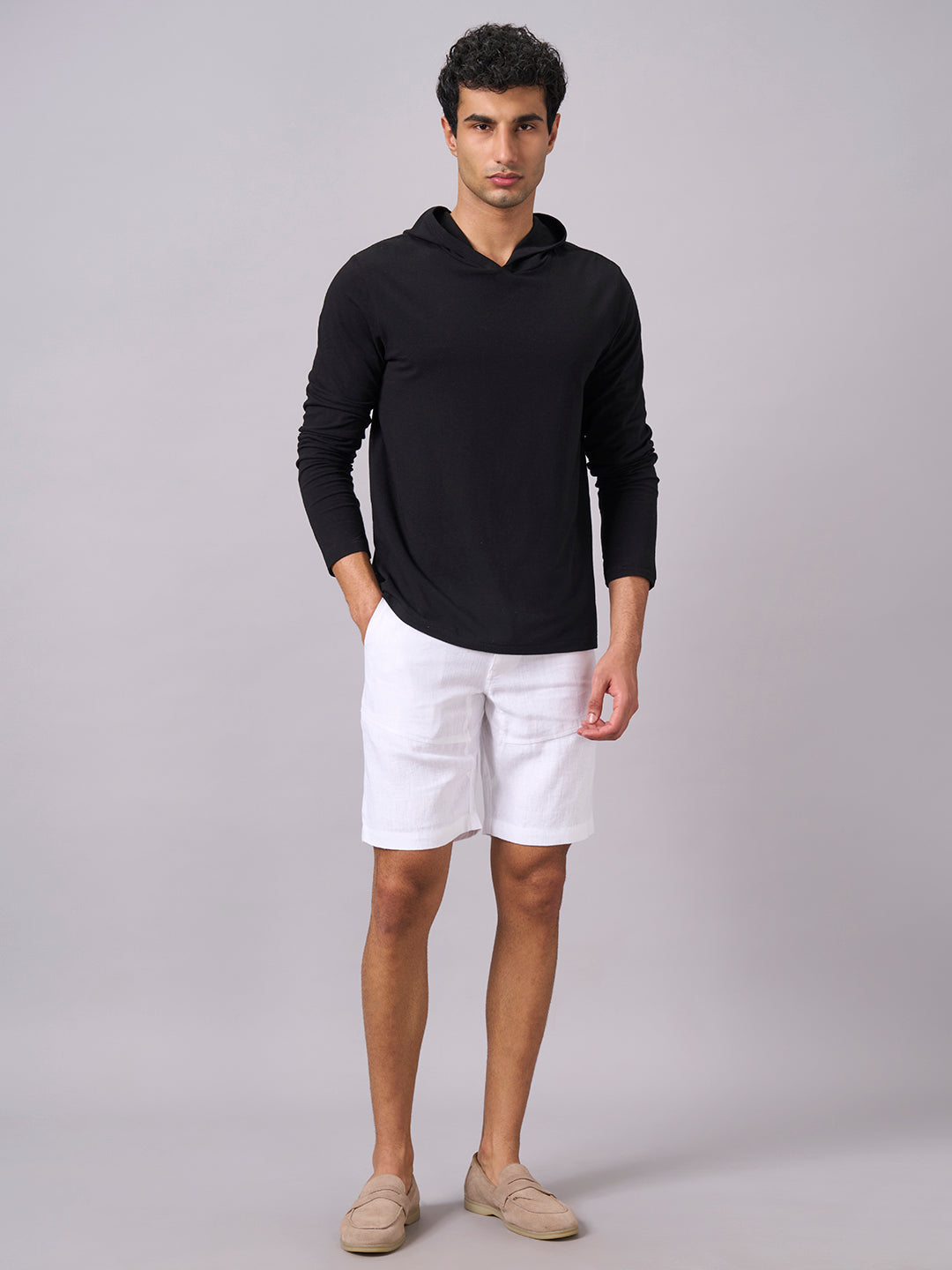 Men's Black Cotton Bamboo Elastane Regular Fit Tshirt