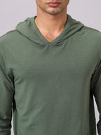 Men's Olive Cotton Bamboo Elastane Regular Fit Tshirt