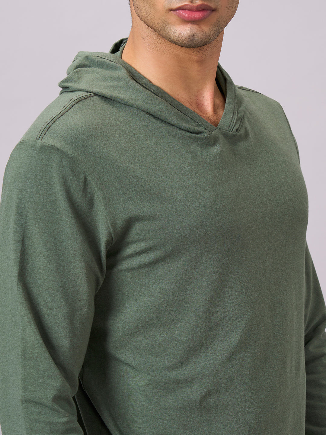 Men's Olive Cotton Bamboo Elastane Regular Fit Tshirt