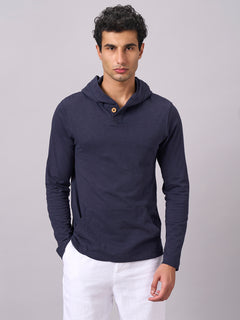 Men’s Organic Cotton Regular Fit Hooded T-Shirt Navy