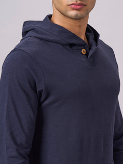 Men’s Organic Cotton Regular Fit Hooded T-Shirt Navy