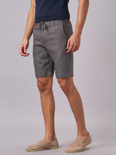 Men's 100% Linen Regular Fit Shorts Slate
