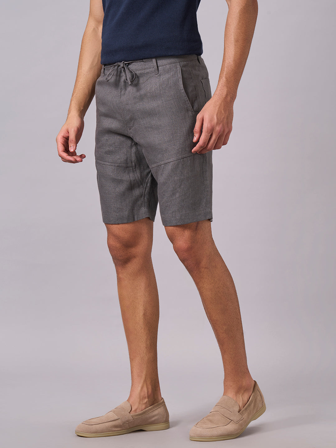 Men's Slate 100% Linen Regular Fit Shorts