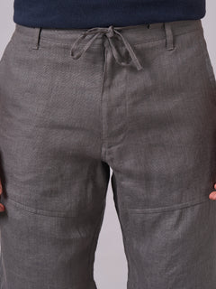 Men's 100% Linen Regular Fit Shorts Slate