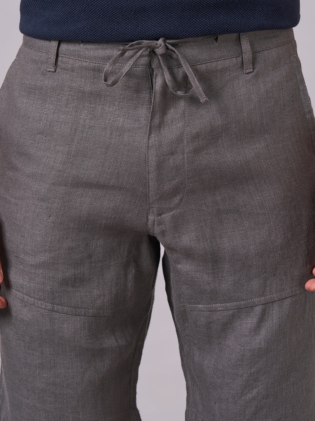 Men's Slate 100% Linen Regular Fit Shorts