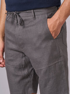 Men's 100% Linen Regular Fit Shorts Slate