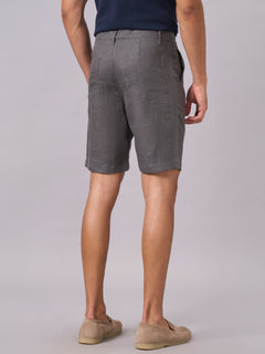 Men's 100% Linen Regular Fit Shorts Slate