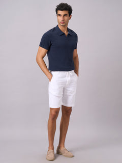 Men's 100% Linen Regular Fit Shorts White