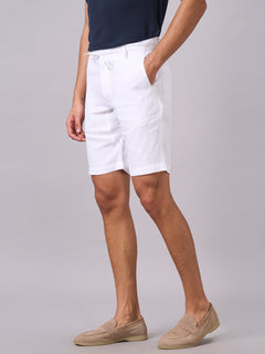 Men's 100% Linen Regular Fit Shorts White