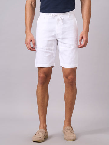 Men's Linen Regular Fit Short White