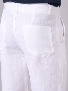 Men's 100% Linen Regular Fit Shorts White