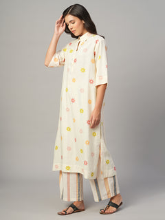 Women's Natural Linen Viscose Regular Fit Kurta