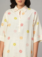 Women's Natural Linen Viscose Regular Fit Kurta