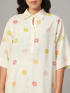 Women's Natural Linen Viscose Regular Fit Kurta