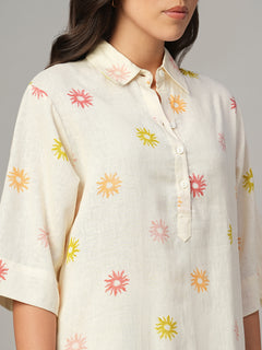 Women's Natural Linen Viscose Regular Fit Kurta