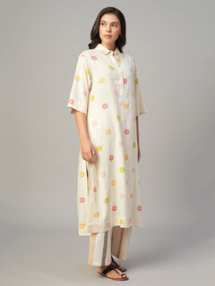Women's Natural Linen Viscose Regular Fit Kurta