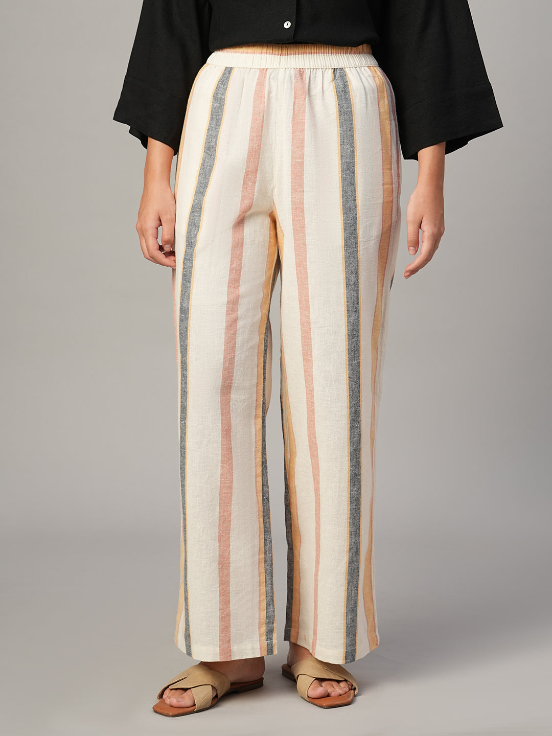 Women's Natural Linen Cotton Regular Fit Pant