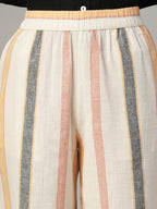 Women's Natural Linen Cotton Regular Fit Pant