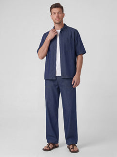 Men's 100% Cotton Regular Fit Denim Shirt Blue