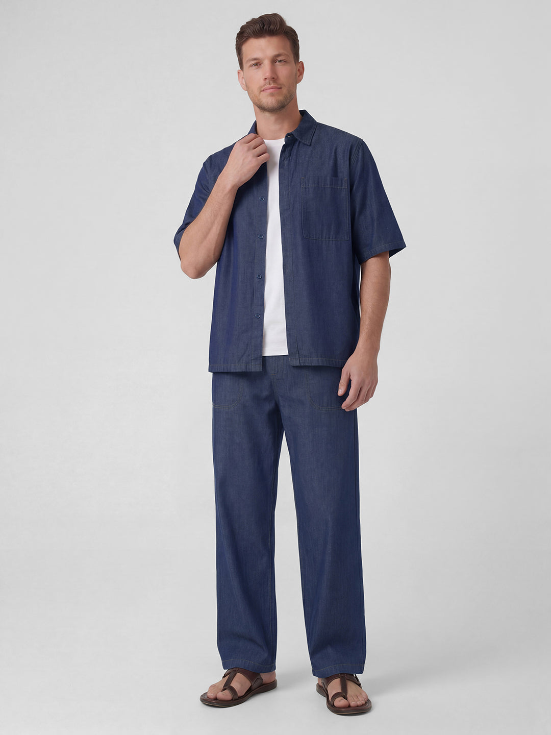 Men's Denim Blue 100% Cotton Loose Fit Pant