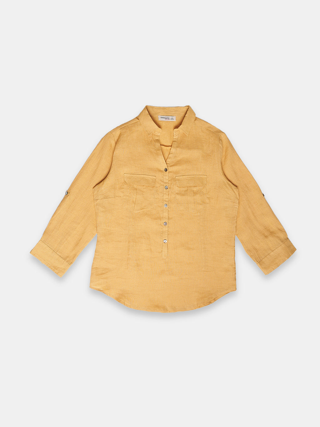 Women's 100% Linen Regular Fit Blouse Yellow