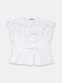 Women's 100% Linen Regular Fit Blouse White B