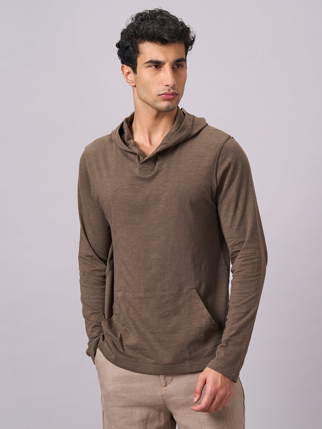 Men's Brown 100% Organic Cotton Regular Fit Tshirt