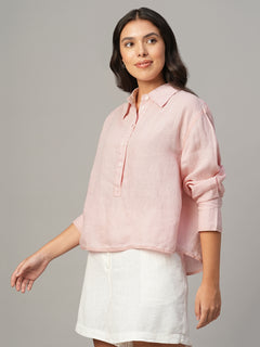 Women's Rose 100% Linen Boxy Fit Blouse