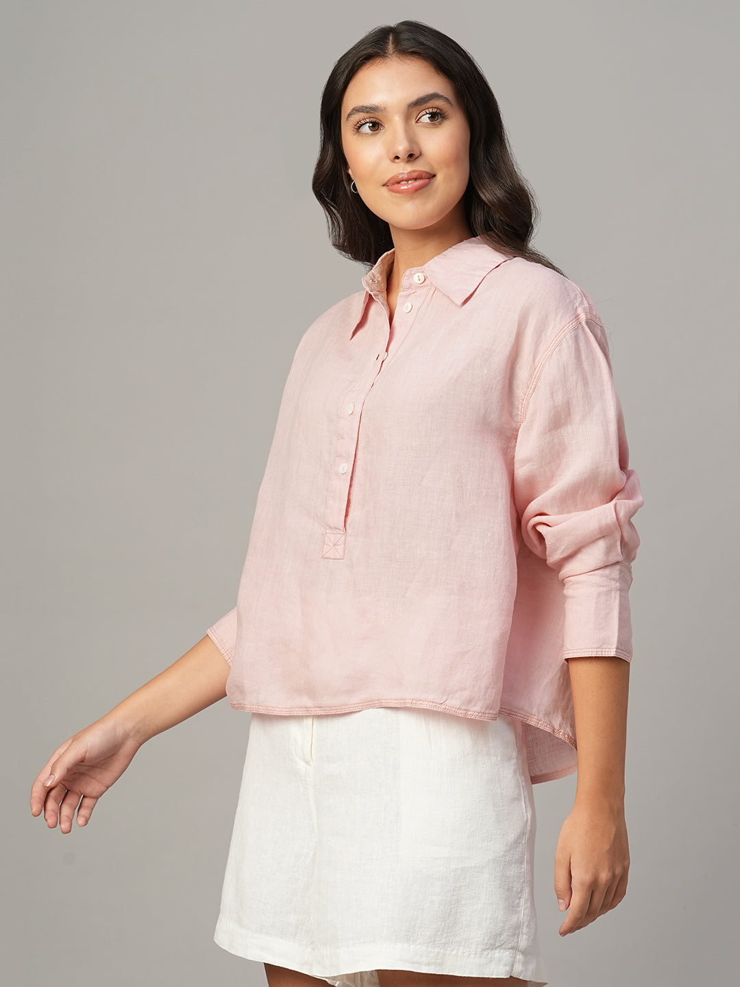 Women's Rose 100% Linen Boxy Fit Blouse