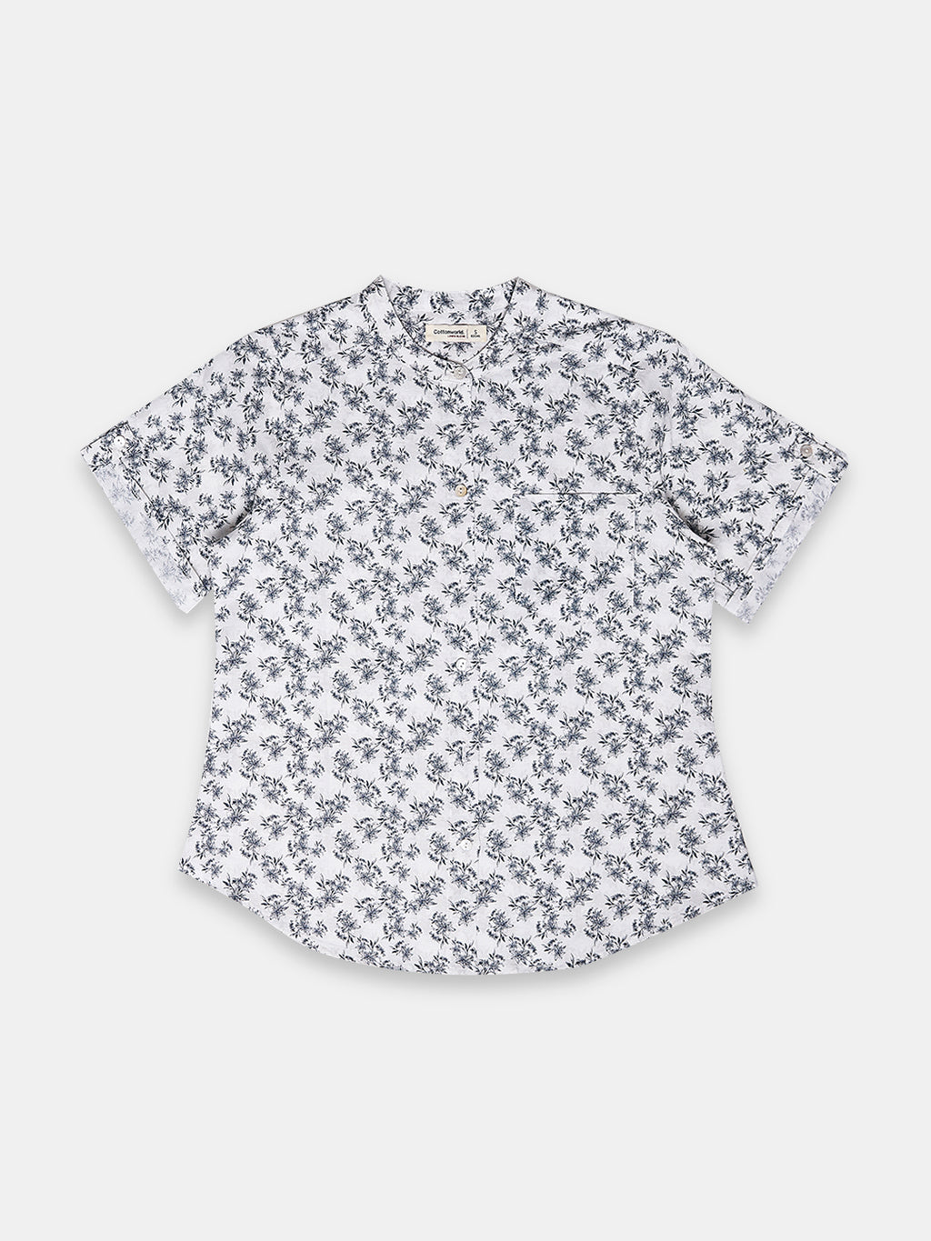 Women's Linen Cotton Regular Fit Blouse White-Black