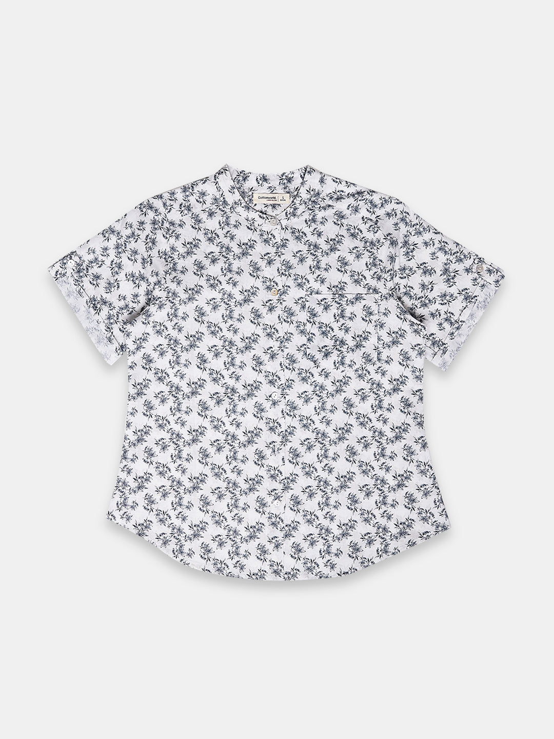 Women's Linen Cotton Regular Fit Blouse White-Black