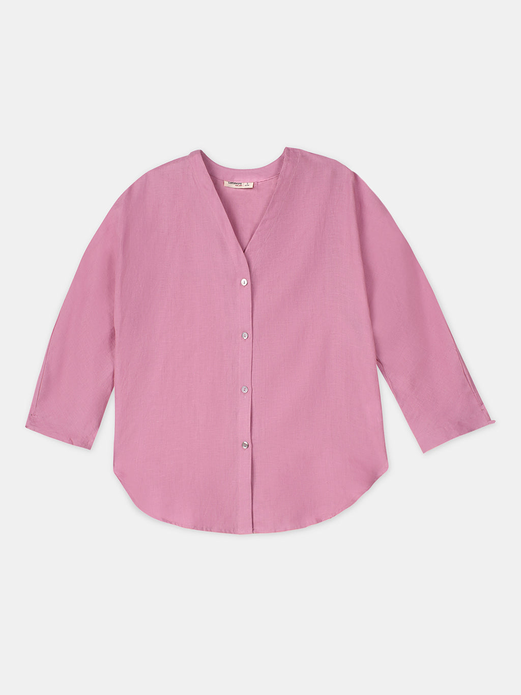 Women's Pink 100% Linen Regular Fit Blouse