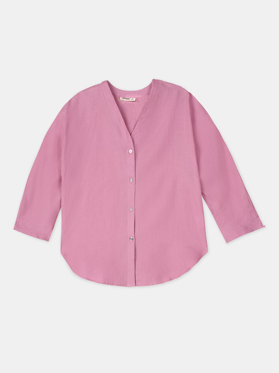 Women's Pink 100% Linen Regular Fit Blouse
