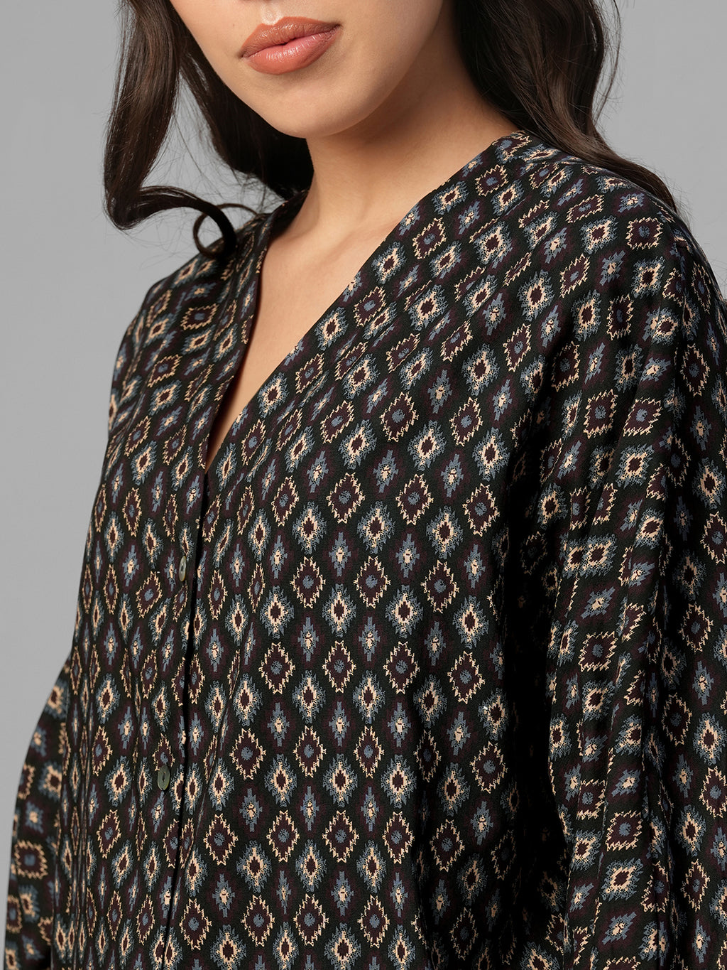 Women's Brown 100% Viscose Regular Fit Blouse