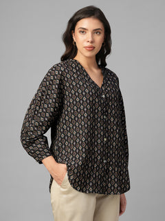 Women's Brown 100% Viscose Regular Fit Blouse