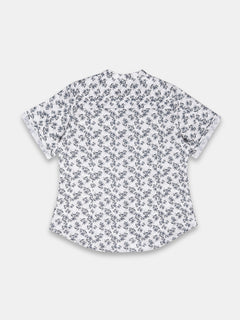 Women's Linen Cotton Regular Fit Blouse White-Black