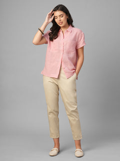 Women's Rose 100% Linen Regular Fit Blouse