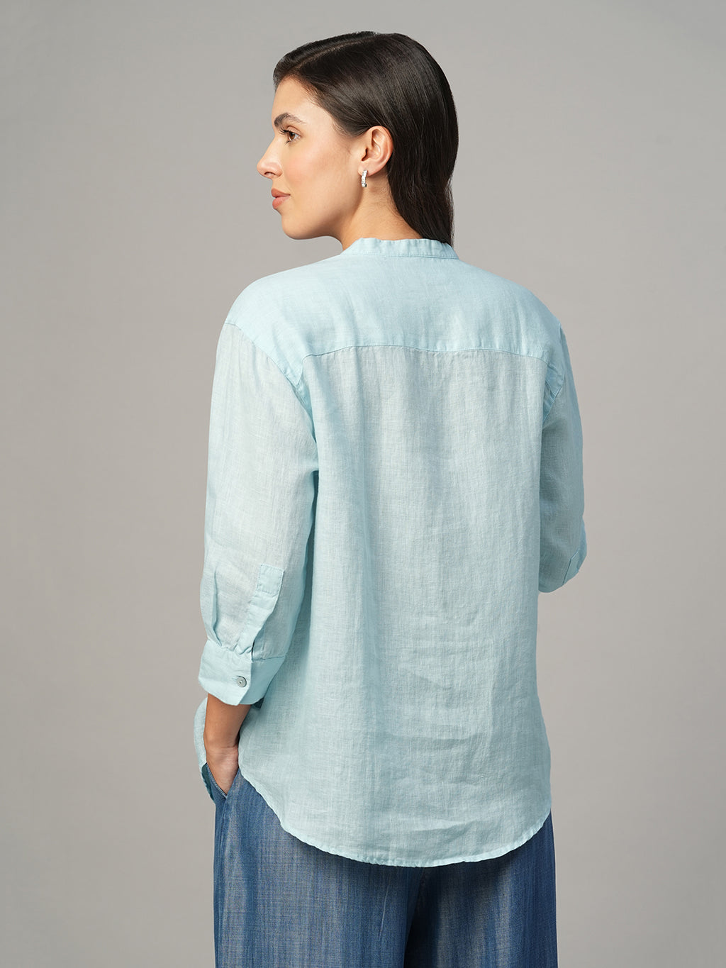 Women's Sky 100% Linen Regular Fit Blouse