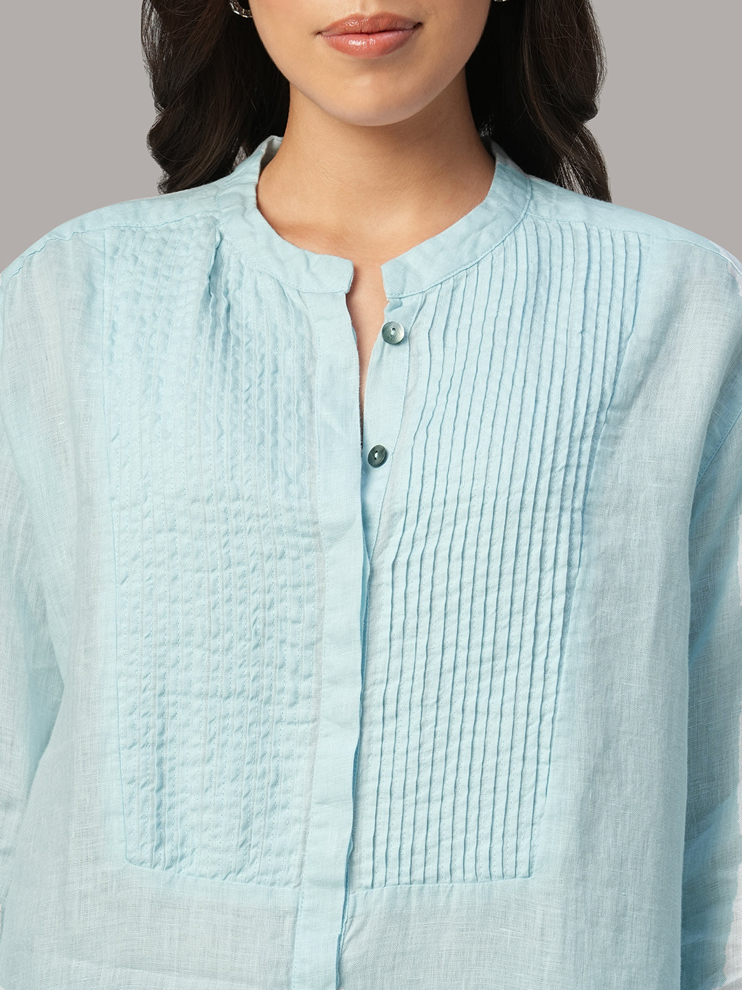 Women's Sky 100% Linen Regular Fit Blouse