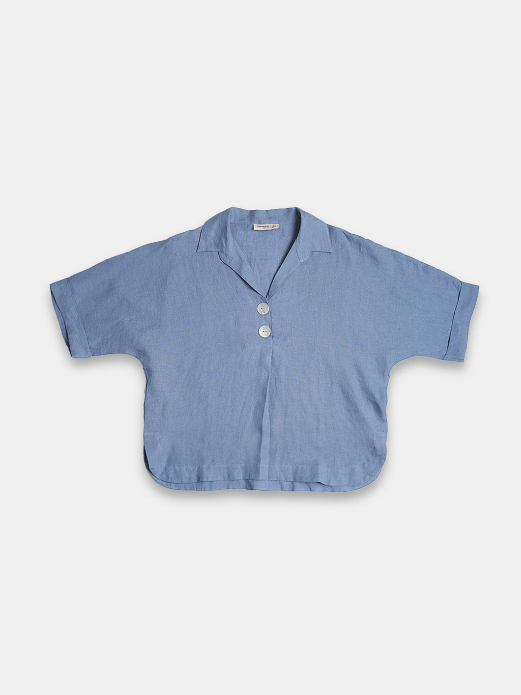 Women's 100% Linen Boxy Fit Blouse Blue
