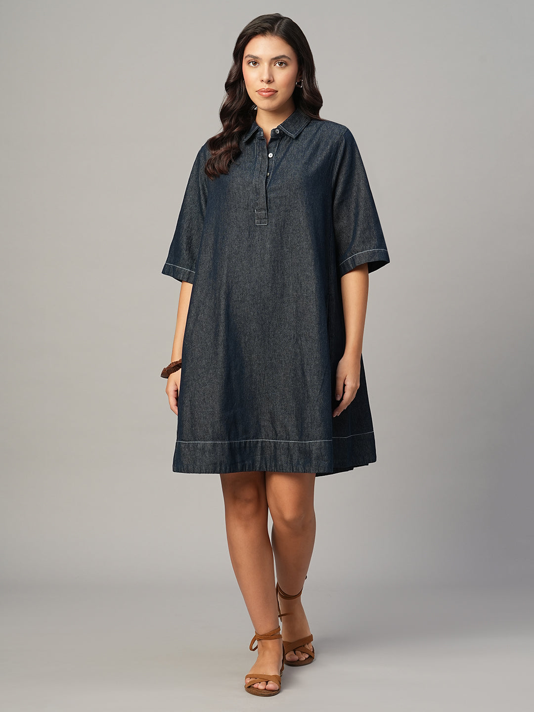 Women's Denim 100% Cotton Boxy Fit Dress