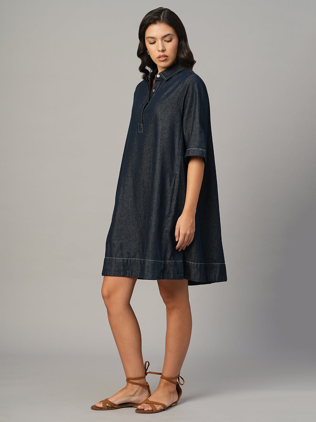Women's Denim 100% Cotton Boxy Fit Dress