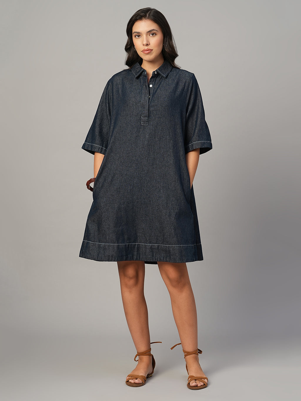 Women's Denim 100% Cotton Boxy Fit Dress