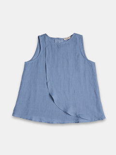 Women's 100% Linen Regular Fit Blouse Blue