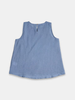 Women's 100% Linen Regular Fit Blouse Blue