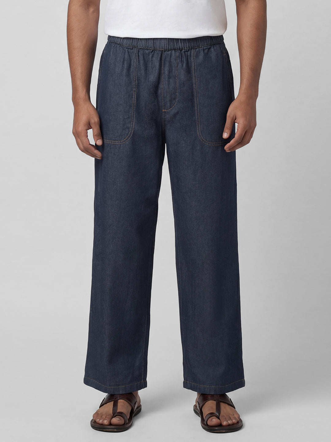 Men's Denim Blue 100% Cotton Loose Fit Pant