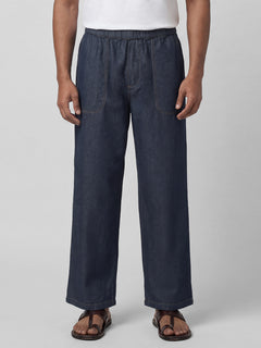 Men's 100% Cotton Loose Fit Denim Pant Blue
